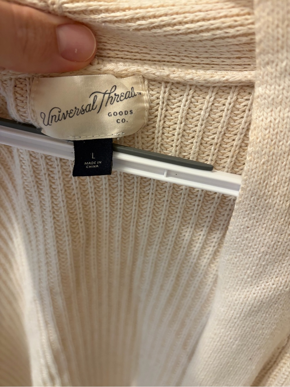 Universal Thread Cream Open-Front Knit Cardigan Large - Picture 2 of 3
